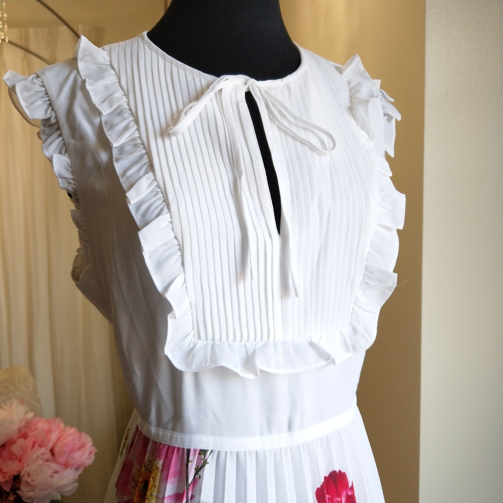 🔥HP🔥NWT TED BAKER PLEATED BIB SKIRT DRESS - Picture 2 of 11